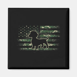 Imã Camuflagem de Dachshund Bandeira Americana EUA Cac