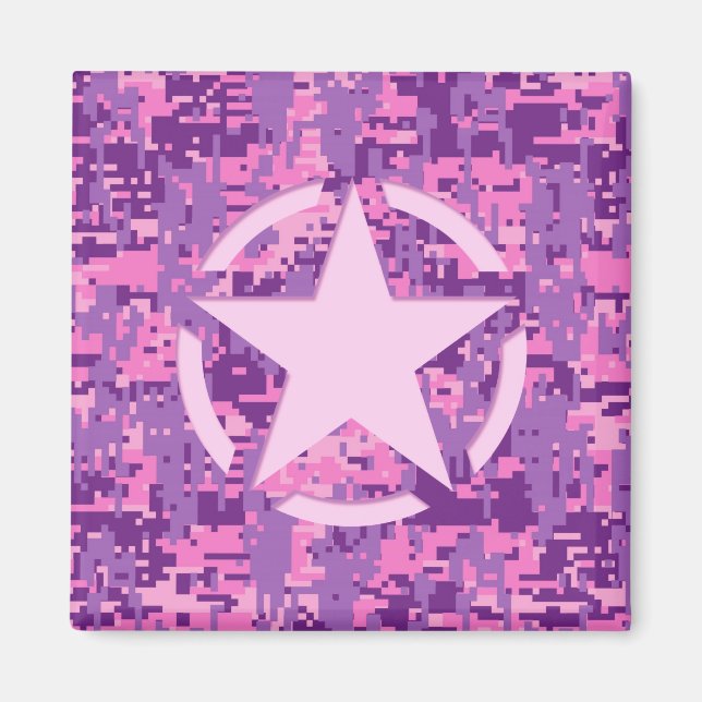 Imã Camuflagem Digital Girly Hot Pink (Frente)
