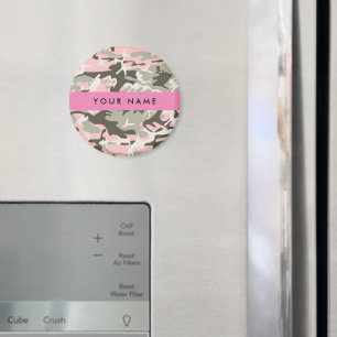 Imã Camuflagem Rosa e Verde Personalize seu nome