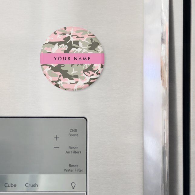 Imã Camuflagem Rosa e Verde Personalize seu nome (In Situ (Fridge))