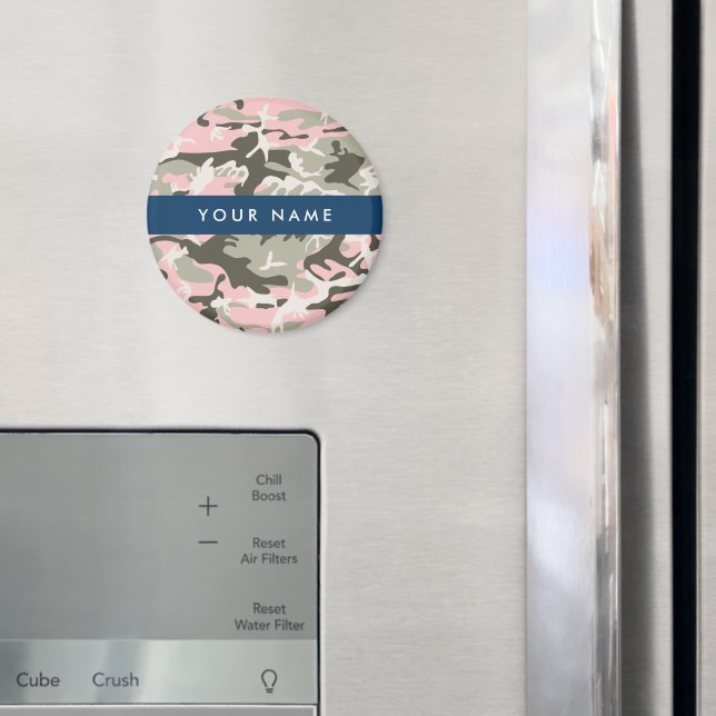 Imã Camuflagem Rosa e Verde Personalize seu nome (In Situ (Fridge))