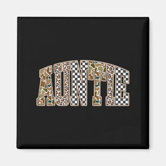 Imã Camuflagem vintage em xadrez com estampa de leopar