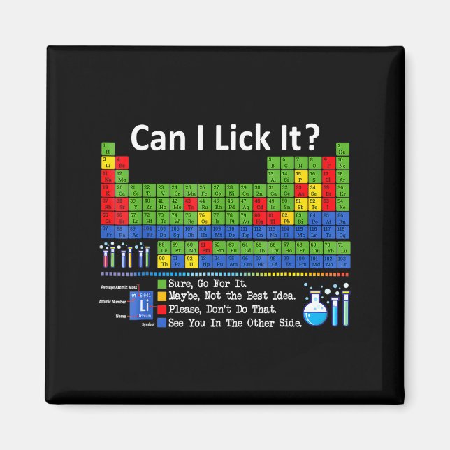 Imã Can I Lick It Periodic Table Chart Science Teacher (Frente)