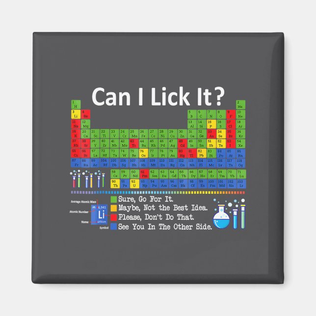 Imã Can I Lick It Periodic Table Chart Science Teacher (Frente)