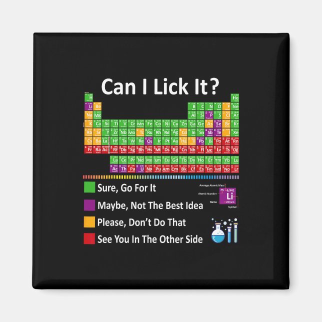 Imã Can I Lick It Periodic Table Chart Science Teacher (Frente)