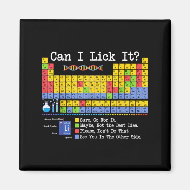 Imã Can I Lick It Periodic Table Funny Science Teacher (Frente)