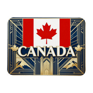 Ímã 🍁 CANADÁ Estilo de Folha de Bordo Art Déco