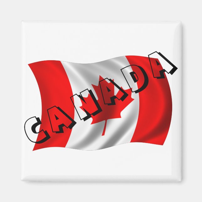 Imã CANADA Text on Canadian Flag (Frente)