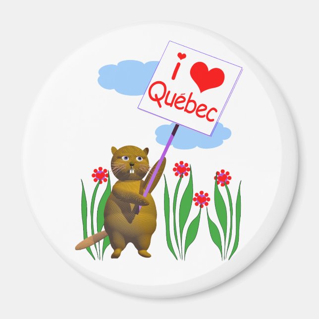 Imã Canadense Beaver Loves Quebec (Frente)
