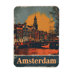 Ímã Canal Charm: Cartão postal Vintage Amsterdam