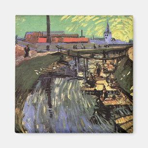 Imã Canal com Mulheres Lavando por Vincent van Gogh