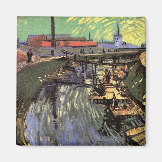 Imã Canal com Mulheres Lavando por Vincent van Gogh (Frente)