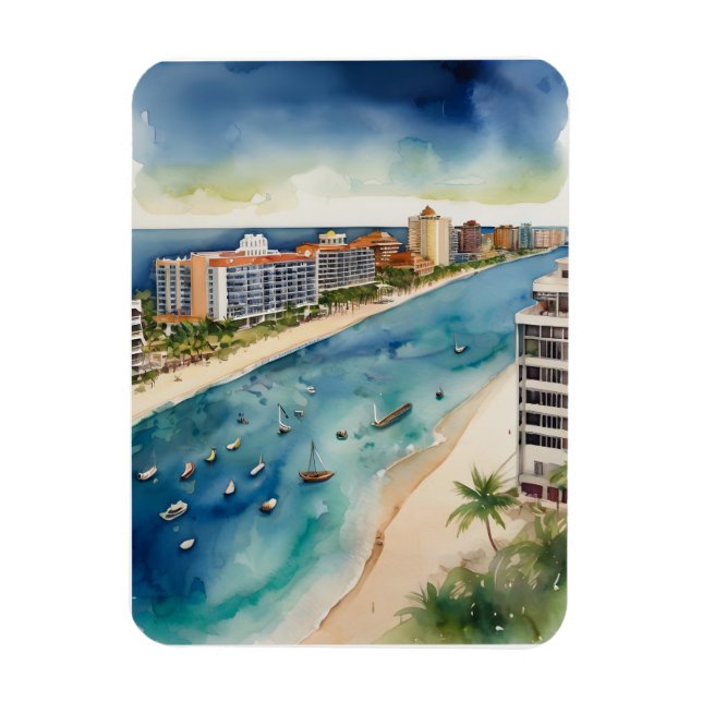 Ímã Cancelar arte de aquarela (Vertical)