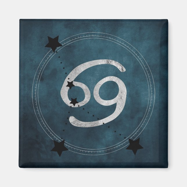 Imã Cancer da constelação de zodíaco preto-prateado do (Frente)