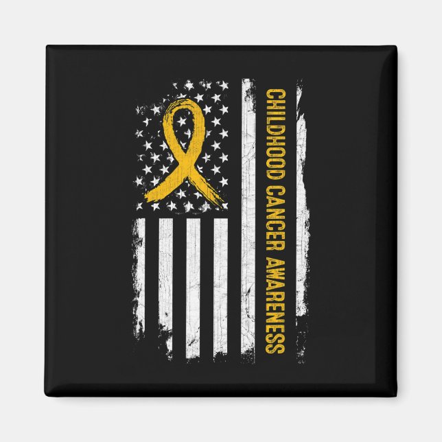 Imã Cancer de Infância Sensibilização Bandeira America (Frente)