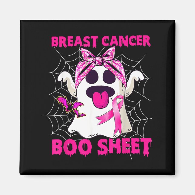Imã Câncer de Mama Groovy é Conscientização Boo Sheet (Frente)