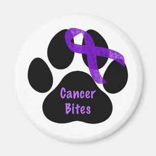 Imã Câncer Morde Pata do Cachorro Laço Roxo Linfoma Câ