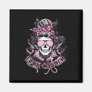 Imã Cancer Rótulo Caveira Mensagem Cancer Rosa Pão-Pia