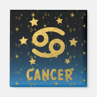 Imã Cancer Zodiac Azul e Dourado Magnet