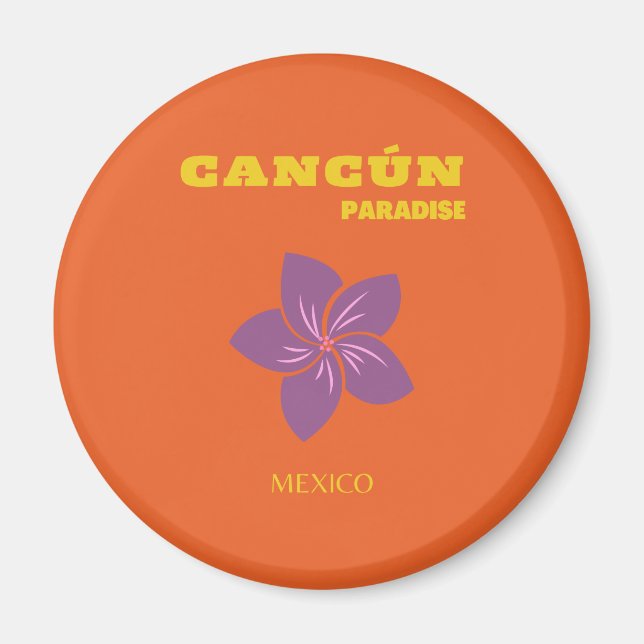 Imã Cancun, México, Viagem, Arte Tropical, Laranja (Frente)