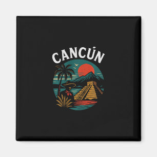 Imã Cancún México Viagem Retro Fim de Tarde Pirâmide R
