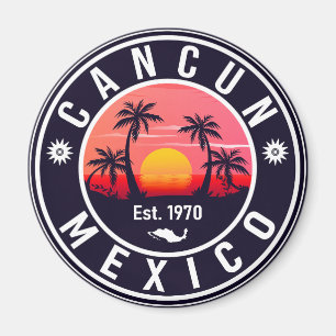 Imã Cancun Palm Tree Retro 80s Placa Mexicana
