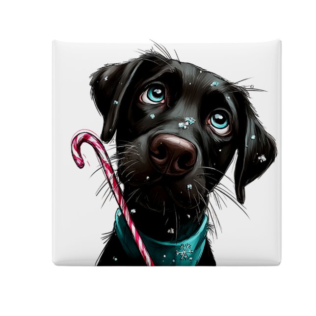 Imã Candy Cane Black Dog Christmas Magnet (Candy Cane Black Dog Christmas Magnet by PiggyPrint Sticker.)