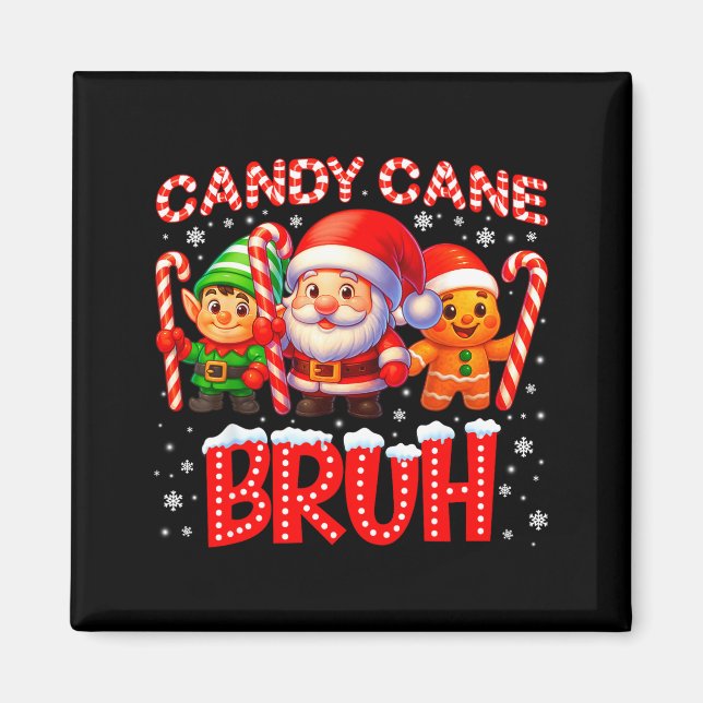 Imã Candy Cane Bruh Cute Santa Elf Christmas Xmas Boy  (Frente)