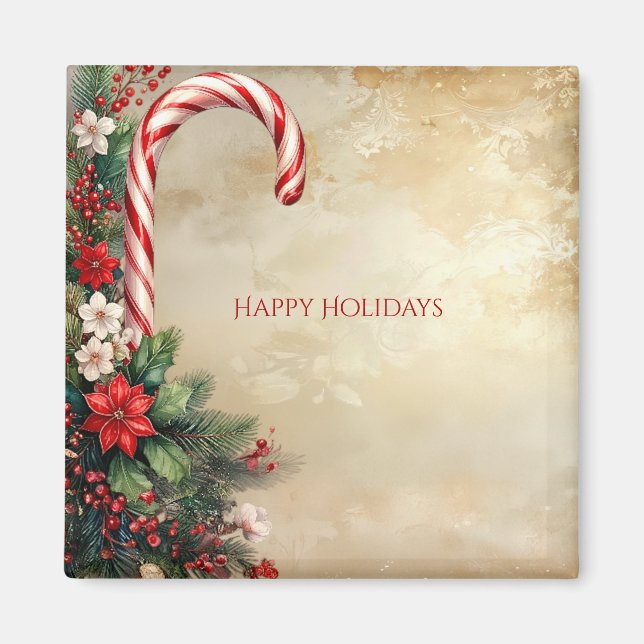 Imã Candy Cane Christmas Holiday Magnet (Frente)