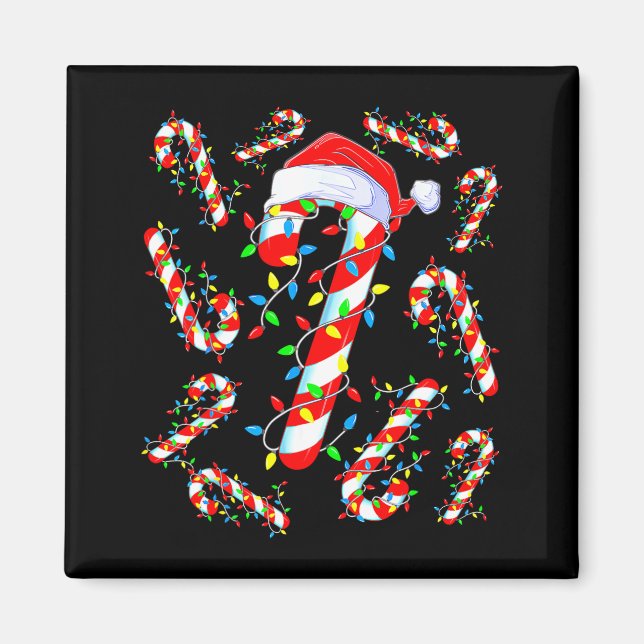 Imã Candy Cane Crew Red And White Santa Funny Christma (Frente)