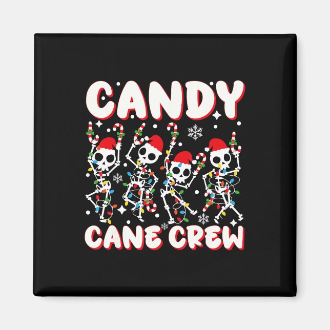 Imã Candy Cane Crew Skeleton Christmas Candy Lover Xma (Frente)