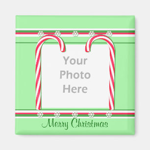 Imã Candy Canes de Natal em Verde (quadro fotográfico