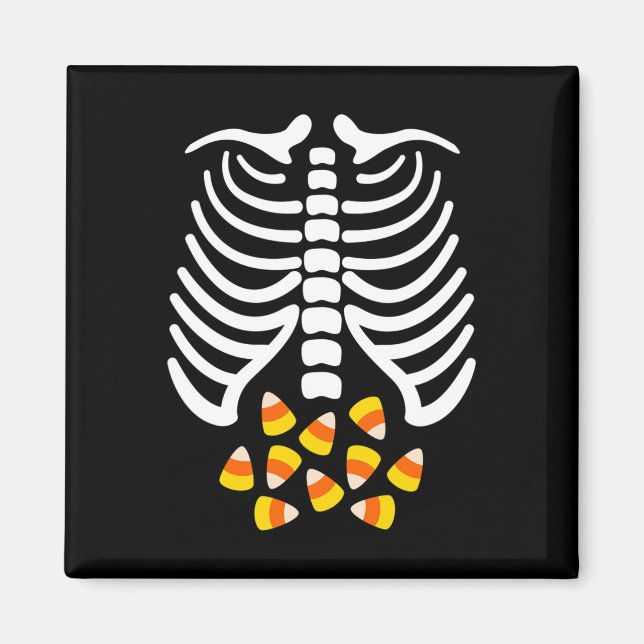 Imã Candy Corn Skeleton Rib Cage Halloween (Frente)