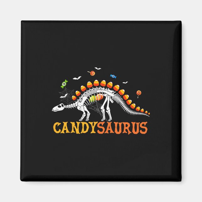 Imã Candysaurus Candy Corn Dinossauro Esqueleto Feliz  (Frente)