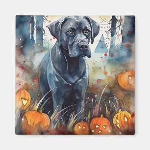 Imã Cane Corso de Halloween com Abóboras Assustadoras