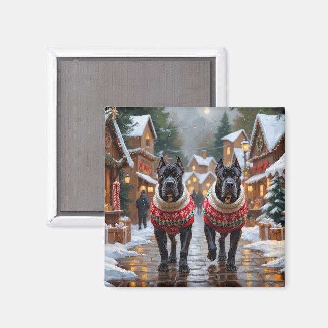 Imã Cane Corso Dogs Christmas Snow Holiday (Front/Back)