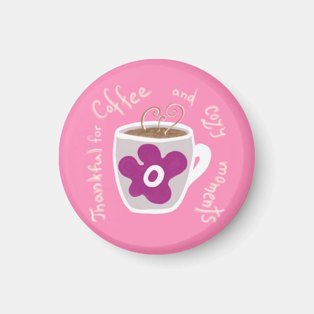 Imã Caneca de café com flor grande e aspas (Frente)