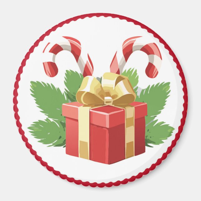Imã Canes doces Natal 2024 e um presente II (Frente)
