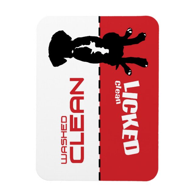 Ímã Canina de lavar louça com papoila - Limpa com lice (Vertical)