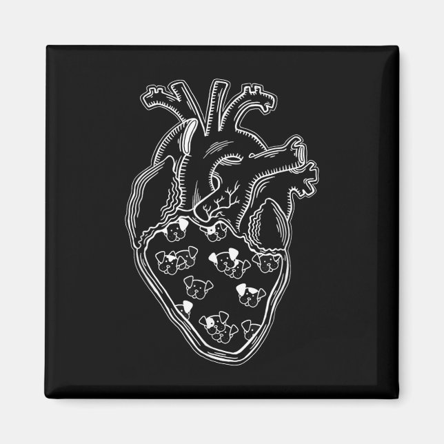 Imã Caninos Anatomia Cardíaca Estilo de Tatuagem (Frente)