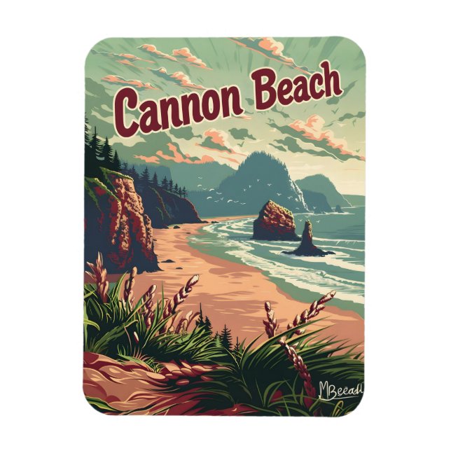 Ímã Cannon Beach Vintage (Vertical)