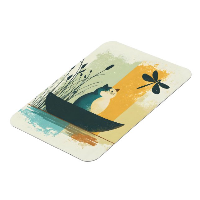 Ímã Canoa Branca de Gatos Abstrato do Lago Chubby, Min (Left Side)