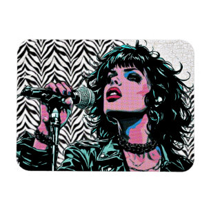 Ímã Cantor de Pop Art Rosa Azul Claro Rocker Punk Aman