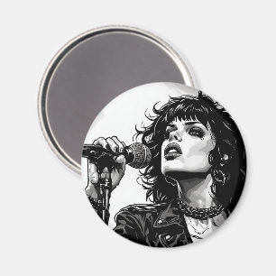 Imã Cantora de Goth Punk Estilo de Arte Gráfico Retro