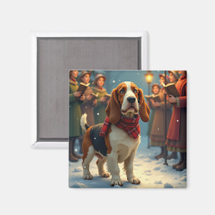 Imã Cantores de Natal do Basset Hound em Pintura