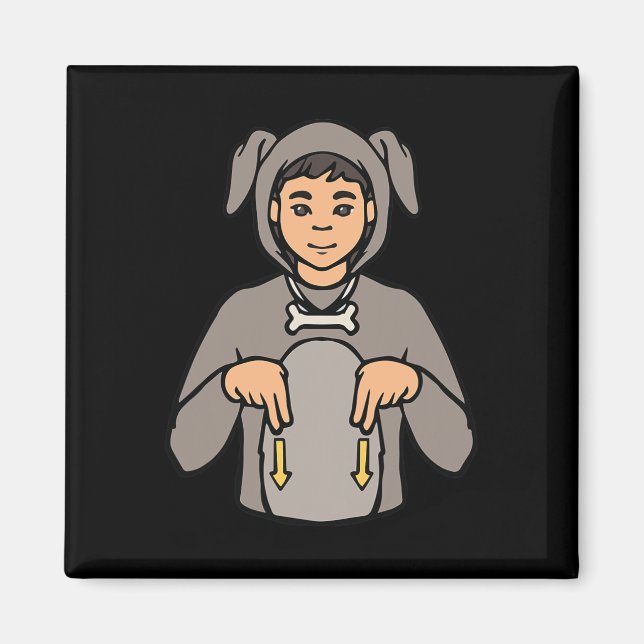 Imã Cão Animal ASL Gesto de Mão Surda Perda Auditiva S (Frente)