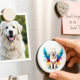 Imã Cão Anjo Arco-Íris Great Pyrenees Aquarela