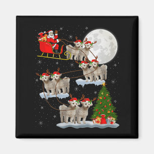 Imã Cão Bichon Frise Papai Noel Trenó Voador Divertido