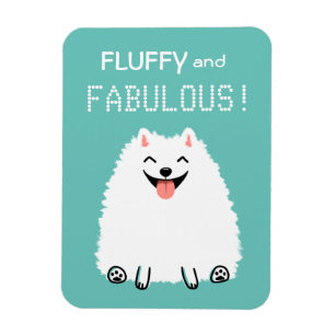 Ímã Cão branco bonito macio e fabuloso de Pomeranian