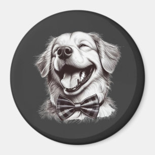 Imã cão com arco de gravata rindo